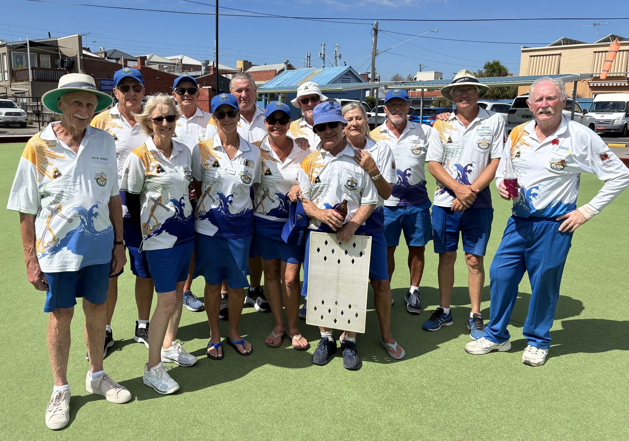 A Hampton RSL pennant side in club colours on grand final day